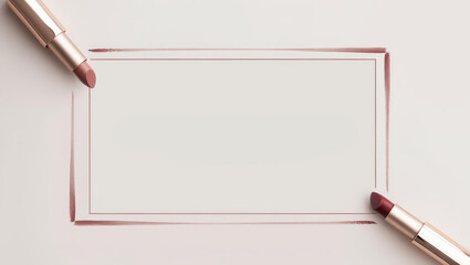 Elegant Beauty Frame: Lipstick Accents with Ample Copy Space for Fashion, Cosmetics, or Lifestyle Messaging
