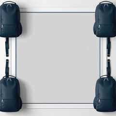 Minimalist Background with Backpacks Framing Copy Space, Ideal for Text or Graphic Overlays
