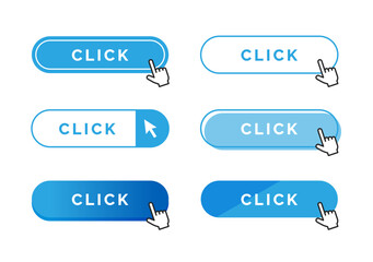 クリックのボタンのイラスト / 水色 / ベクター