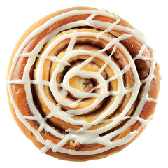 Cinnamon Roll with Spiral Swirls and White Icing Drizzle