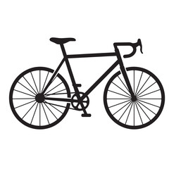 Sleek black road bike illustration perfect for cycling themes fitness concepts or sports designs