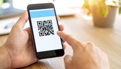 Smartphone displaying a QR code