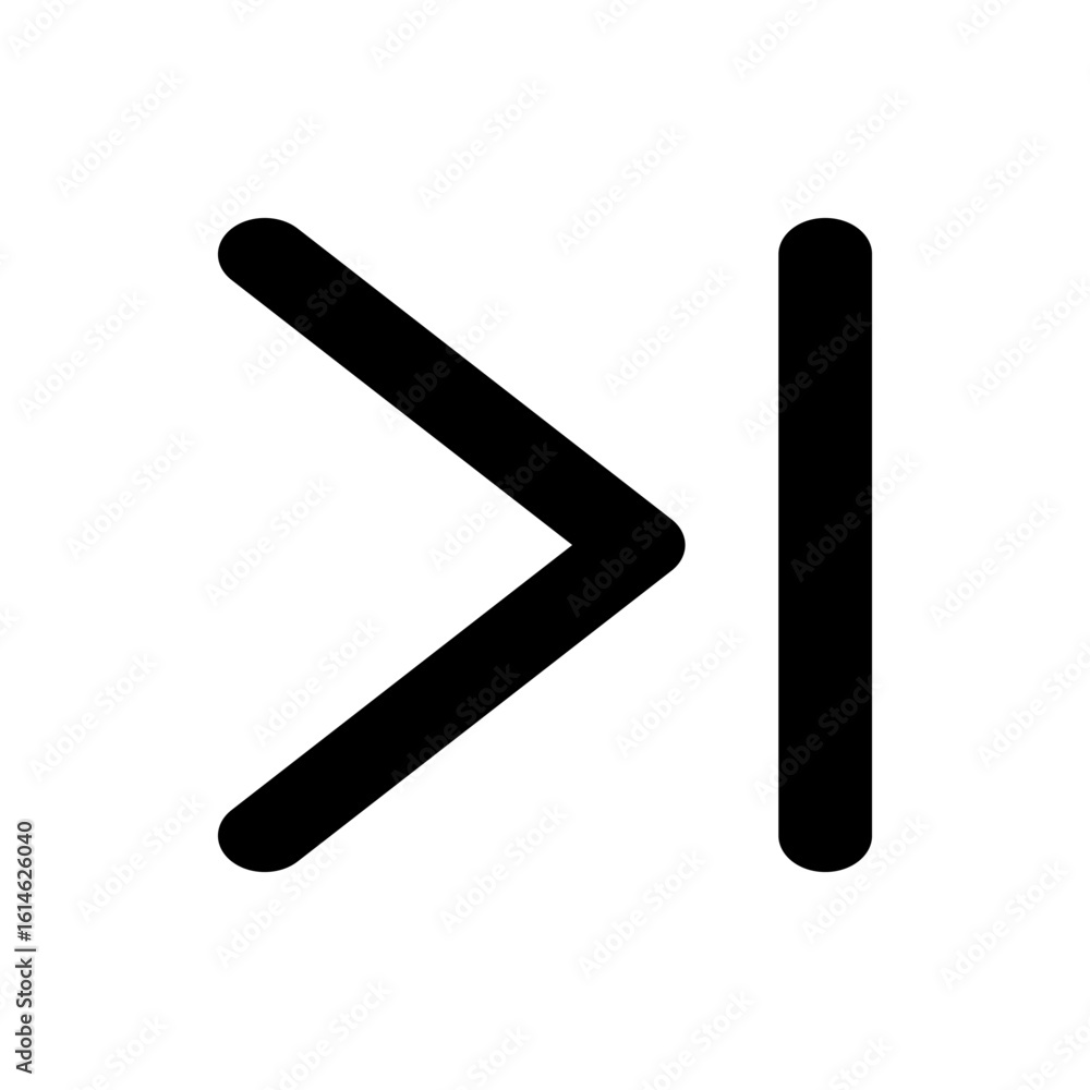 Poster black skip forward icon with a triangle pointing right and a vertical line on a white background ima