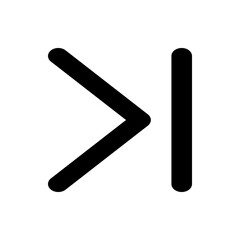 Black skip forward icon with a triangle pointing right and a vertical line on a white background image