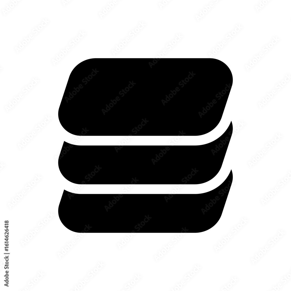 Poster three rounded rectangles stacked on top of each other in a black color scheme on a white background 