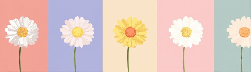 Four pastel-colored flowers