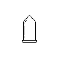 Condom in minimalistic outline style on transparent background  