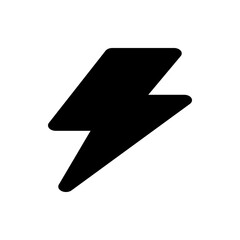 Illustration of a black lightning bolt symbol with rounded edges on a white background in simple style