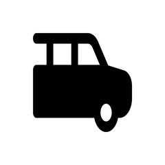 Illustration of a black car with a single visible tire and simple design on a white background view side