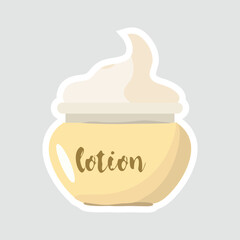 Lotion Jar Beauty Product Vector Sticker. Cute vector illustration of a 