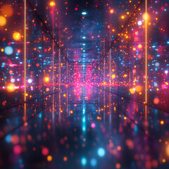 Obraz premium Parallel Mirror Dimensions Infinity Glowing Wit Effect