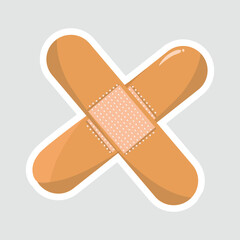 Vector illustration of two adhesive bandages forming a cross, perfect for medical and first aid themes