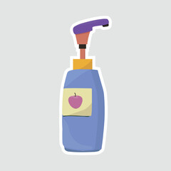 Vector Sticker of Soap or Lotion Bottle with Fruit Label. Cute vector sticker of a soap or lotion pump bottle with a fruit label, perfect for hygiene, skincare, or beauty-themed designs