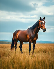 Fototapeta premium brown horse in the meadow