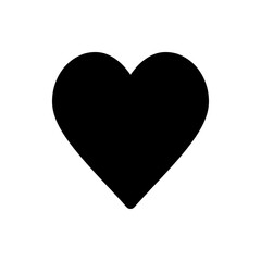 A solid black heart shape centered on a white background expressing love and affection in a simple form