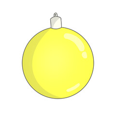 A yellow Christmas ornament with a white stem. Yellow Christmas ball use for hanging to decorate...