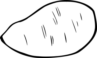 Sweet Potato Root Outline Drawing for Coloring Page