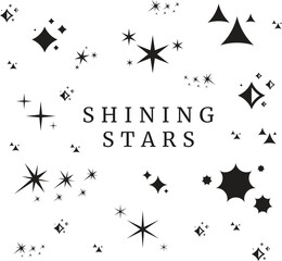 Sparkle Star Icon Set - Vector Stock Illustration. Different forms of stars, constellations, galaxies