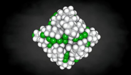 3D molecular structure, complex molecule,  with atoms