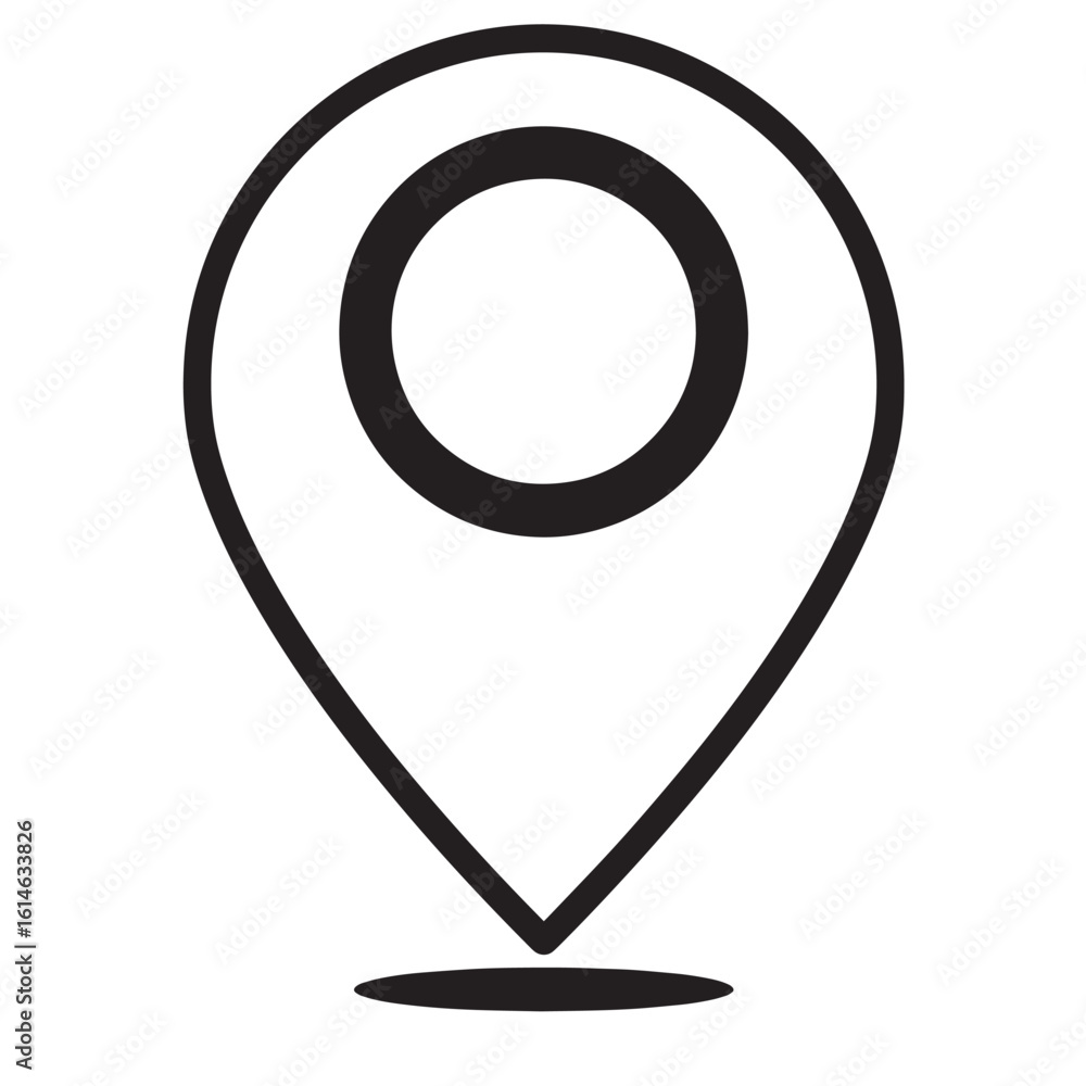 Aufkleber simple minimalist black and white location pin icon for navigation and mapping concepts