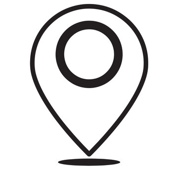 Fototapeta Simple minimalist black and white location pin icon for navigation and mapping concepts