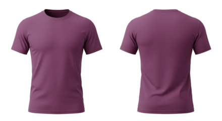 Stylish Maroon TShirt Front and Back View Isolated on Black Background Apparel Mockup Template