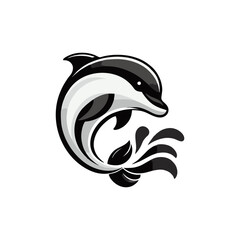 Naklejka premium Happy dolphin jumping out of the water