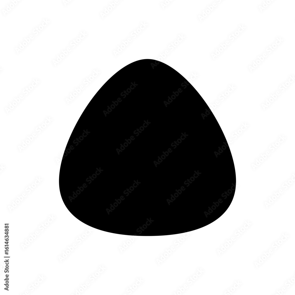 Poster illustration of a solid black teardrop shape with rounded edges isolated on a white background plain