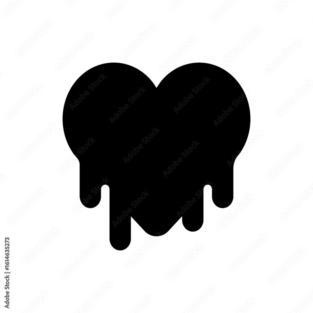 Poster a black heart shape with dripping paint or liquid effect isolated on a white background simple graph