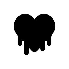 A black heart shape with dripping paint or liquid effect isolated on a white background simple graphic design
