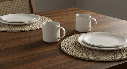 Stylish Dining Set on Wooden Table.