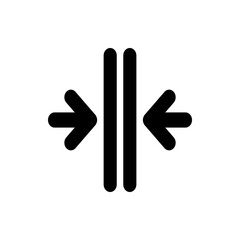 Black arrows pointing inward towards two vertical lines indicating compression or reduction symbol icon