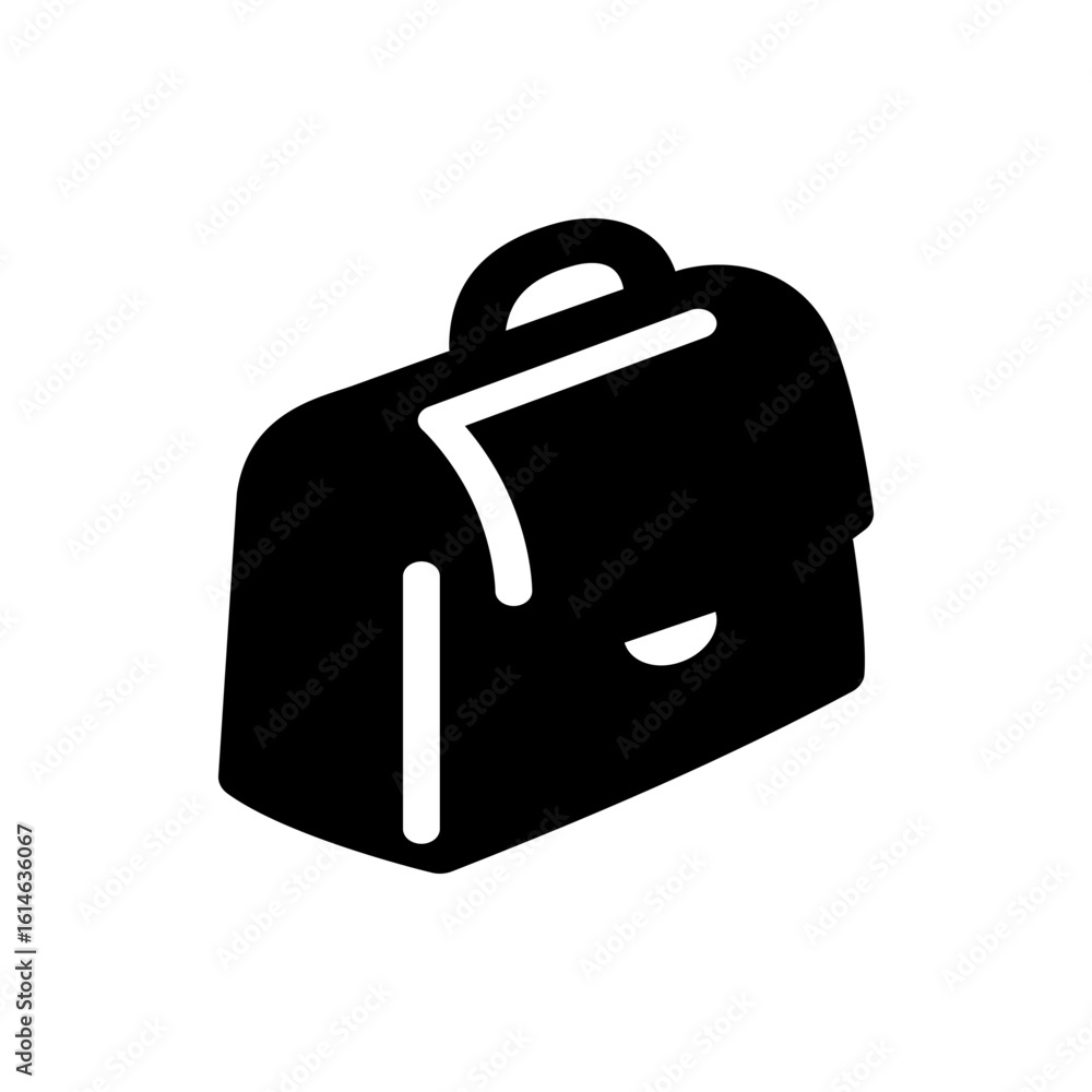 Aufkleber illustration of a black briefcase with a handle and a latch viewed from a high angle perspective vie
