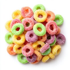 A colorful pile of sugary gummy rings