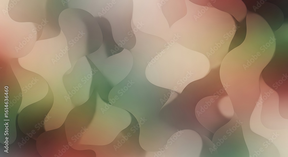 Aufkleber abstract background with blurred shapes in shades of green beige white and red creating a soft effec