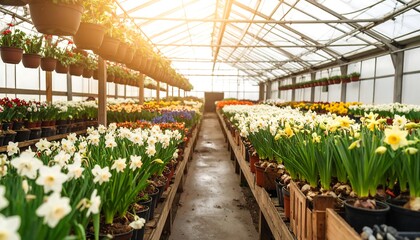 Greenhouse filled with colorful flowers
