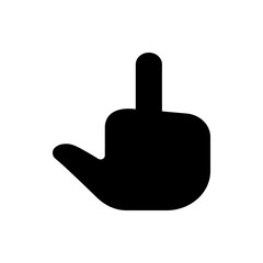 Illustration of a hand gesture with the middle finger extended in a black silhouette against white background