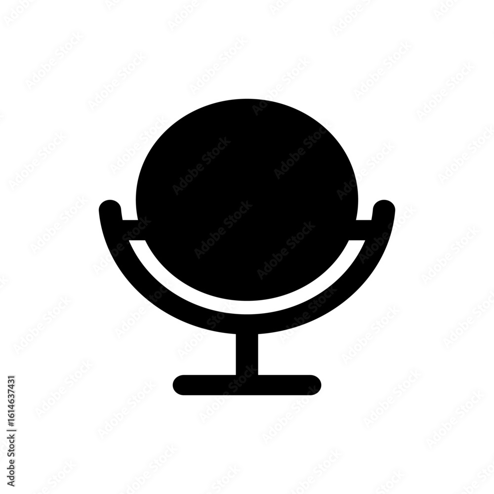 Aufkleber illustration of a simple black vanity mirror with a circular reflection surface and a stable base de