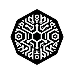 hexagonal tech icon with black edges