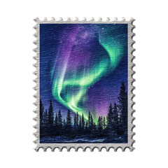 Obraz premium Aurora Borealis on a Postage Stamp Magical