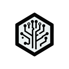 hexagonal tech icon with black edges