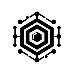 hexagonal tech icon with black edges