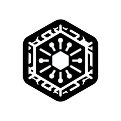 hexagonal tech icon with black edges