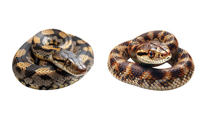 Snake Set Isolated on Transparent Background. PNG