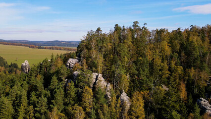 Adrspach rocks view from above Drone landscape Adrspach Czech Republic