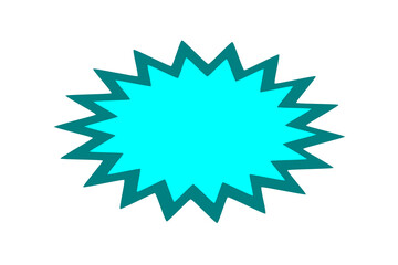 Bright cyan explosion starburst shape for attention grabber, alert badge or comic sticker