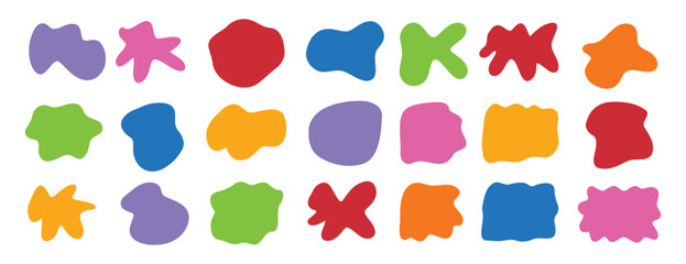 Organic shape abstract colorful isolated elements set. irregular round blot form graphic shape collection