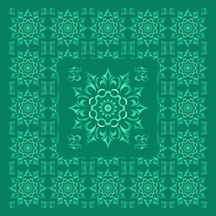 Green Floral Medallion Square Design