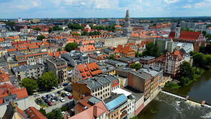 city ​​architecture europe drone flyover old town Opole Poland
