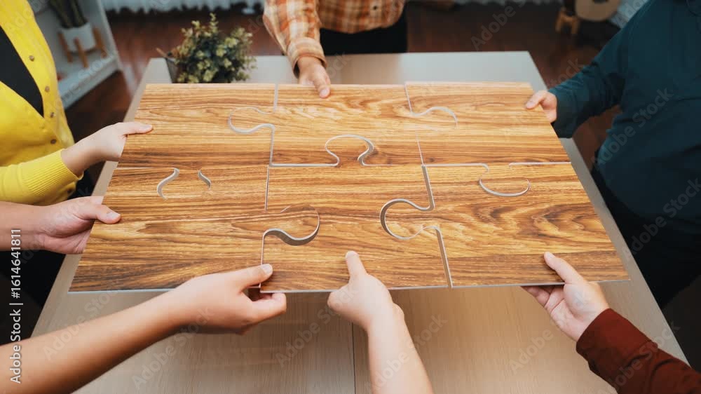 Aufkleber a dynamic scene featuring individuals engaging in a collaborative puzzle-solving activity, showcasin